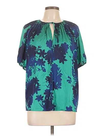 Pre-owned Nine West Short Sleeve Blouse In Green