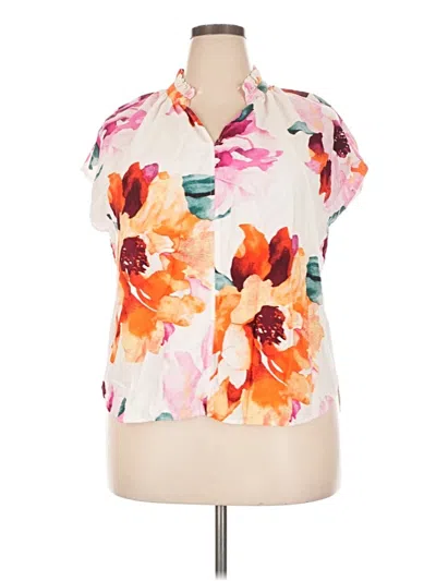 Pre-owned Nine West Short Sleeve Blouse In Ivory