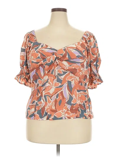 Pre-owned Nine West Short Sleeve Blouse In Orange