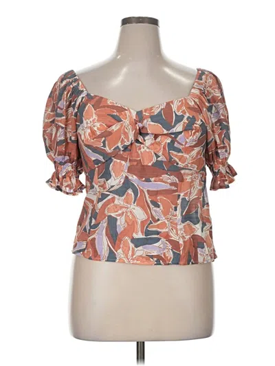 Pre-owned Nine West Short Sleeve Blouse In Orange