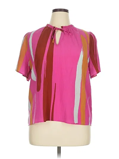 Pre-owned Nine West Short Sleeve Blouse In Pink