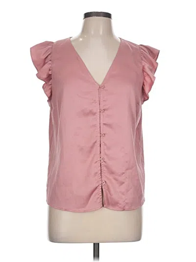 Pre-owned Nine West Short Sleeve Blouse In Pink
