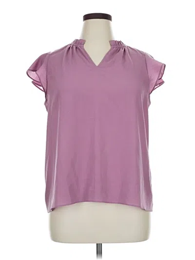 Pre-owned Nine West Short Sleeve Blouse In Purple