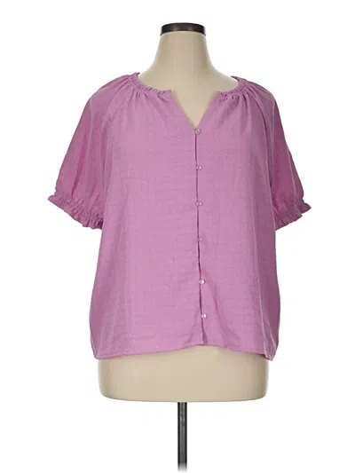 Pre-owned Nine West Short Sleeve Blouse In Purple
