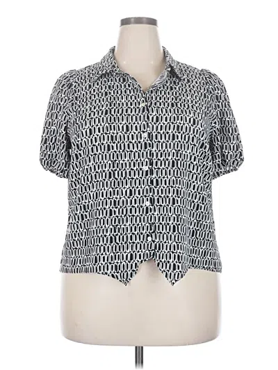 Pre-owned Nine West Short Sleeve Blouse In Silver