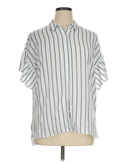 Pre-owned Nine West Short Sleeve Blouse In Silver