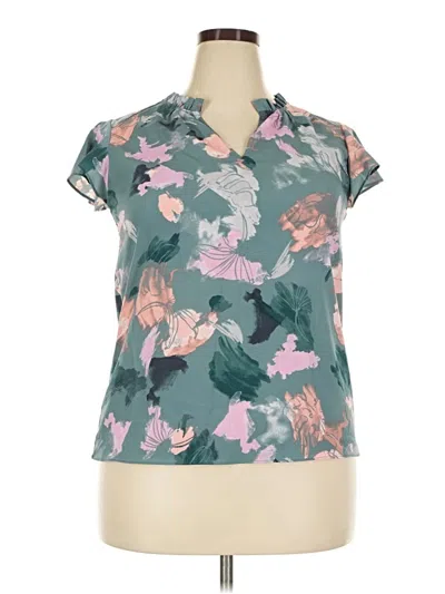 Pre-owned Nine West Short Sleeve Blouse In Teal