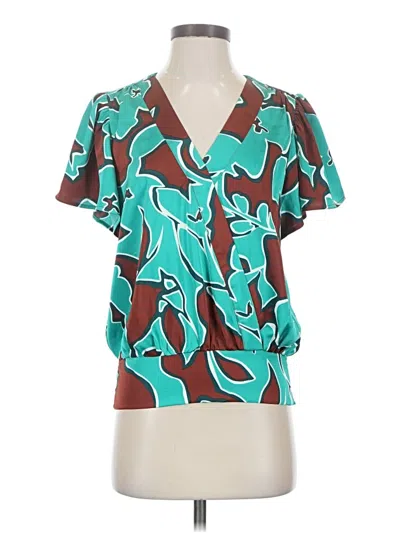 Pre-owned Nine West Short Sleeve Blouse In Teal