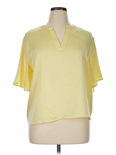 Pre-owned Nine West Short Sleeve Blouse In Yellow