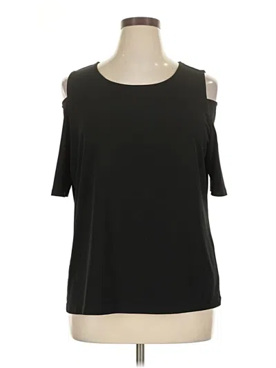 Pre-owned Nine West Short Sleeve Top Black Cold Shoulder Neckline Tops