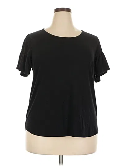 Pre-owned Nine West Short Sleeve Top Black Crew Neck Tops