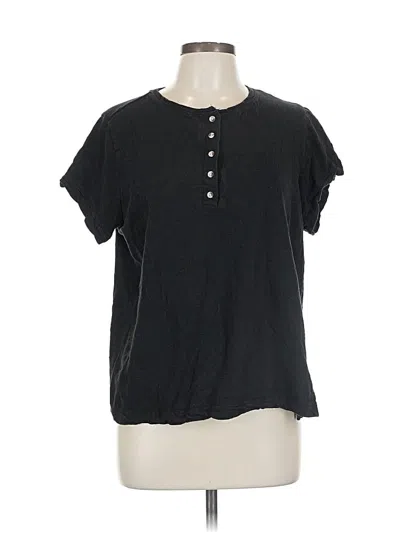 Pre-owned Nine West Short Sleeve Top Black Keyhole Neckline Tops