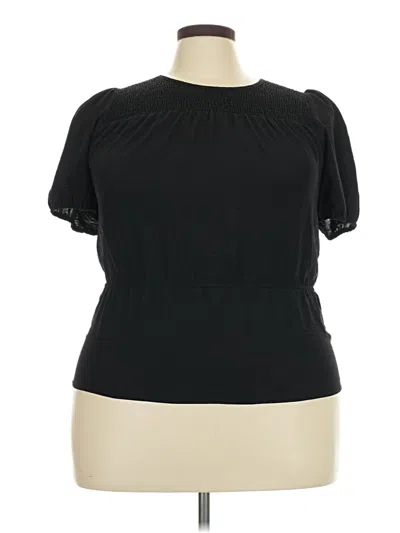 Pre-owned Nine West Short Sleeve Top Black Keyhole Neckline Tops