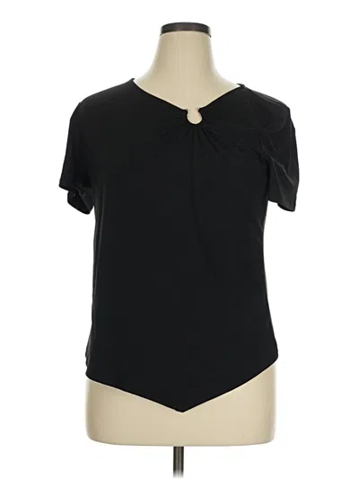 Pre-owned Nine West Short Sleeve Top Black Keyhole Neckline Tops