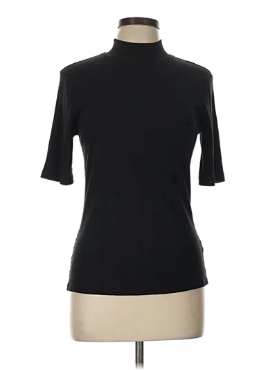 Pre-owned Nine West Short Sleeve Top Black Mock Neckline Tops