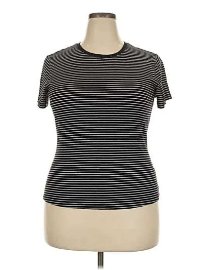 Pre-owned Nine West Short Sleeve Top Black Mock Neckline Tops
