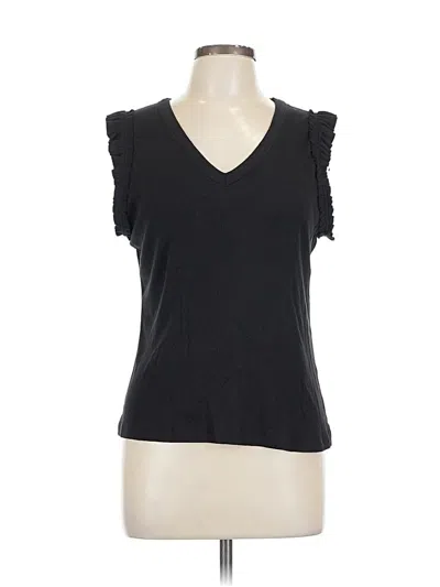 Pre-owned Nine West Short Sleeve Top Black Sweetheart Neckline Tops