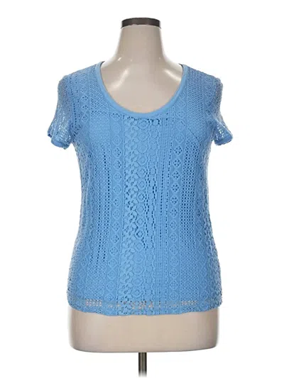 Pre-owned Nine West Short Sleeve Top Blue Scoop Neck Tops