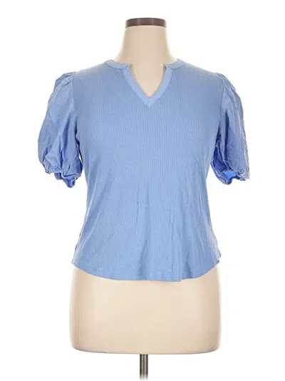 Pre-owned Nine West Short Sleeve Top Blue Sweetheart Neckline Tops