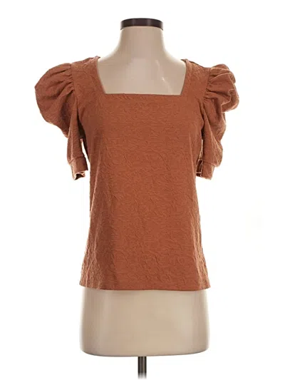 Pre-owned Nine West Short Sleeve Top Brown Sweetheart Neckline Tops