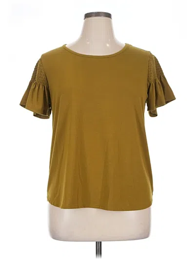 Pre-owned Nine West Short Sleeve Top Gold Scoop Neck Tops