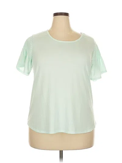 Pre-owned Nine West Short Sleeve Top Green Keyhole Neckline Tops