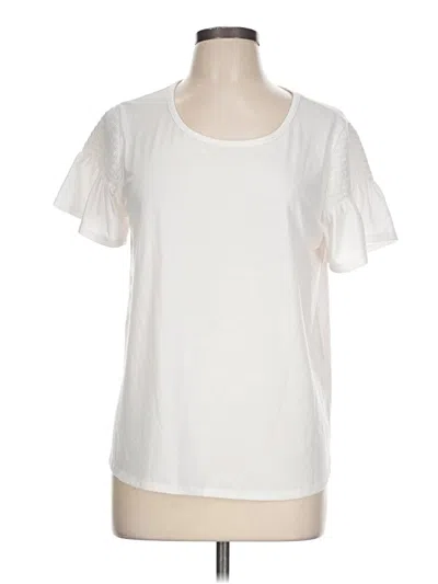 Pre-owned Nine West Short Sleeve Top Ivory Crew Neck Tops