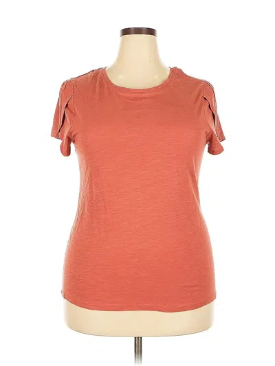 Pre-owned Nine West Short Sleeve Top Orange Cold Shoulder Neckline Tops