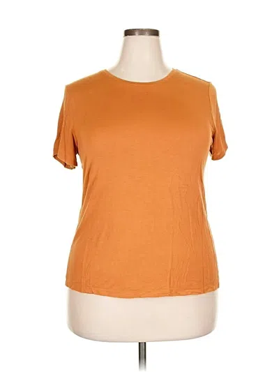 Pre-owned Nine West Short Sleeve Top Orange Crew Neck Tops