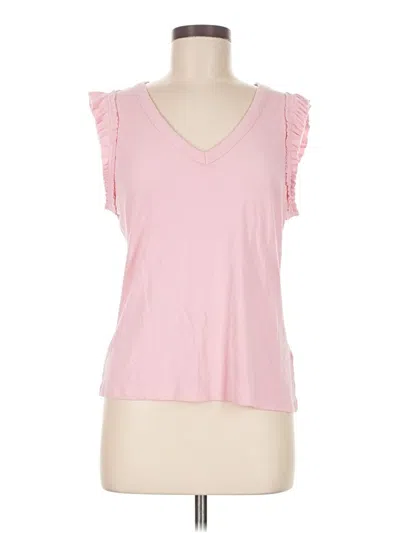 Pre-owned Nine West Short Sleeve Top Pink Sweetheart Neckline Tops