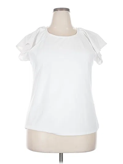 Pre-owned Nine West Short Sleeve Top White Cold Shoulder Neckline Tops