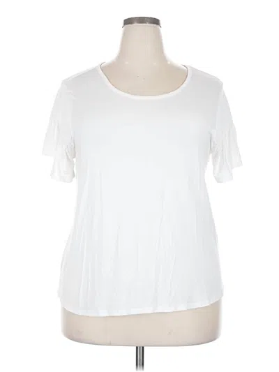 Pre-owned Nine West Short Sleeve Top White Scoop Neck Tops
