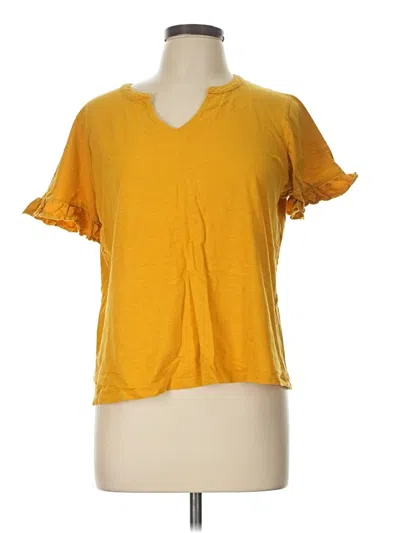Pre-owned Nine West Short Sleeve Top Yellow V-neck Tops