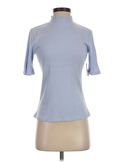 Pre-owned Nine West Short Sleeve Turtleneck In Blue
