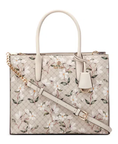 Nine West Shoulder Strap Siera Shopper Bag In Floral Logo Milk