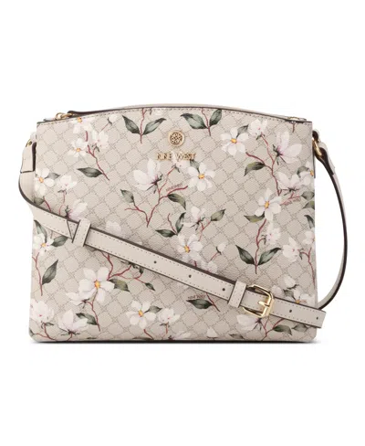 Nine West Siera Medium Crossbody Bag In Floral Logo Milk