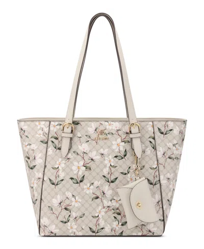 Nine West Siera Medium Tote Bag In Floral Logo Milk