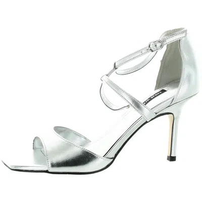Nine West Sighs3 Womens Strappy Man Made Ankle Strap In Silver