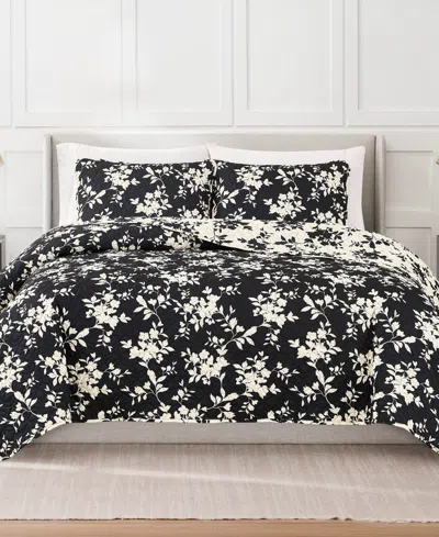 Nine West Silhouette Floral 3-pc. Quilt Set, King In Black