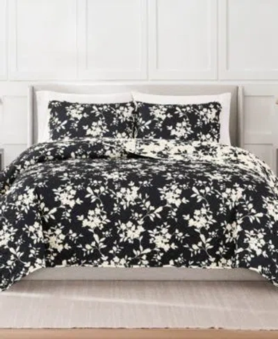 Nine West Silhouette Floral Quilt Set In Black