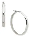 Nine West Silver-tone Wavy Hoop Earrings In White
