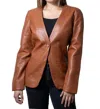 Nine West Single-button V-neck Blazer In Brown In Brown