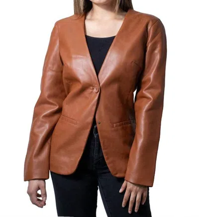 Nine West Single-button V-neck Blazer In Brown