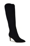 Nine West Sirena Womens Zipper Leather Knee-high Boots In Black/black
