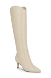 Nine West Sirena Pointed Toe Knee High Boot In Cream Leather