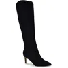 Nine West Sirena Womens Zipper Leather Knee-high Boots In Black/black