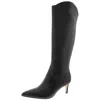 Nine West Sirena Womens Zipper Leather Knee-high Boots In Black Leather