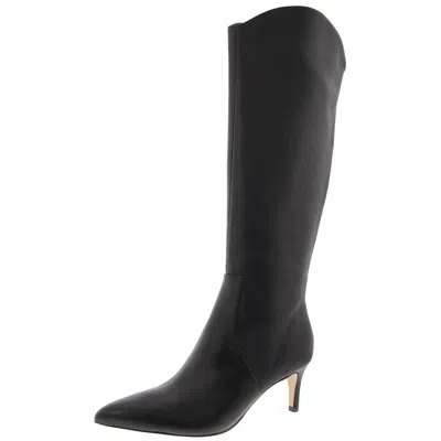 Nine West Sirena Womens Zipper Leather Knee-high Boots In Black Leather