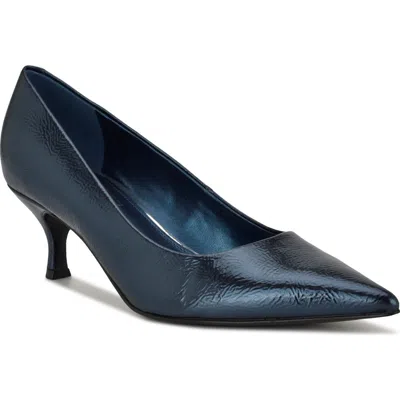 Nine West Sisko Pointed Toe Kitten Heel Pump In Blue
