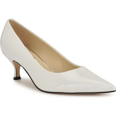 Nine West Sisko Pointed Toe Kitten Heel Pump In White